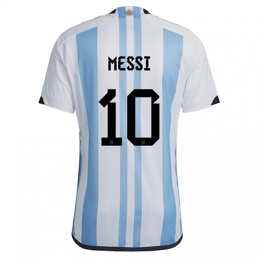 Inevitable tiburón táctica Niño Camiseta Argentina Lionel Messi #10 Blanco Cielo Azul 1ª Equipación  22-24 La Camisa Perú