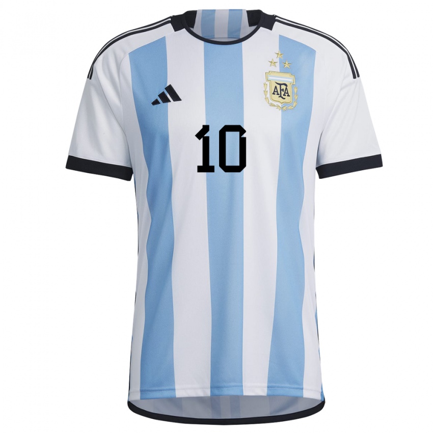Niño Camiseta Argentina Lionel Messi #10 Blanco Cielo Azul 1ª Equipación  22-24 La Camisa Perú