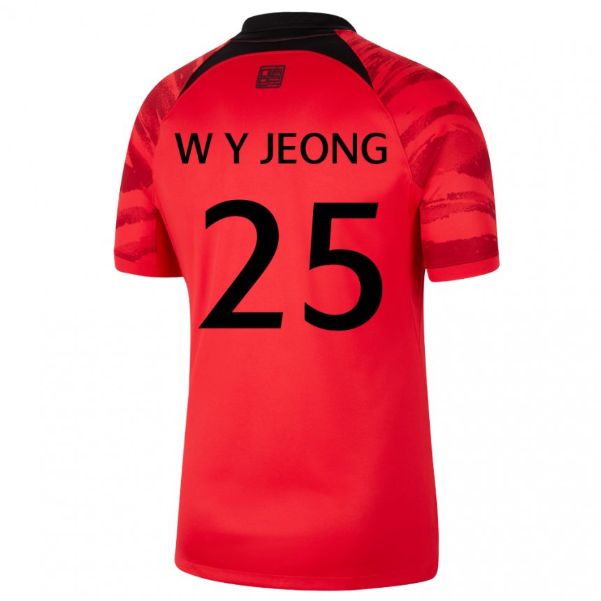 Hombre Camiseta Corea Del Sur Woo-yeong Jeong #25 Rojo Volver 1ª Equipación 22-24 La Camisa Perú